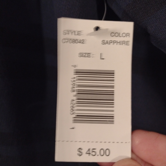 World Island - Blue & Black - Horizontal Striped - Long Sleeve Polo Men's XL NWT - Picture 2 of 11